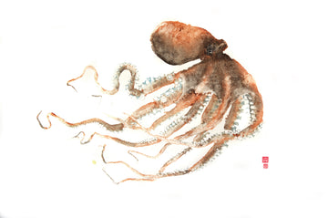 Gyoaku de poulpe, pieuvre, octopus kraken, giotaku, fishprint, art japonais, estampes 