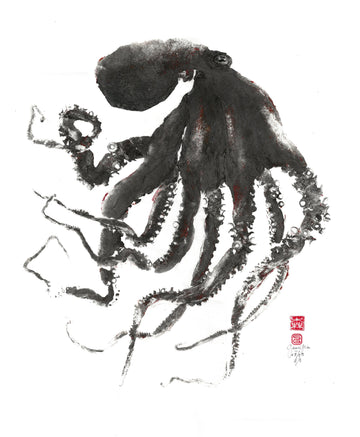 Gyoaku de poulpe pieuvre, kraken octopus giotaku, fishprint, art japonais, estampes 