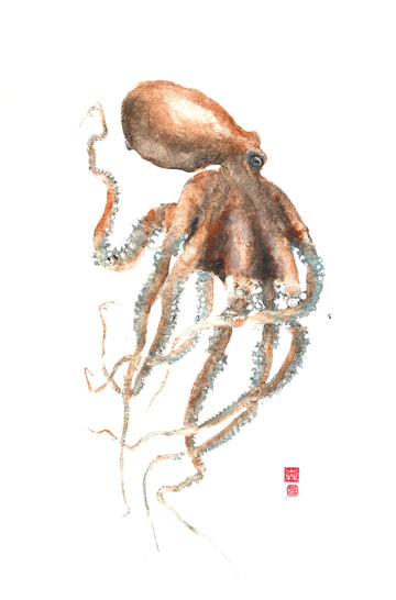 Gyoaku de poulpe, pieuvre, octopus kraken, giotaku, fishprint, art japonais, estampes 