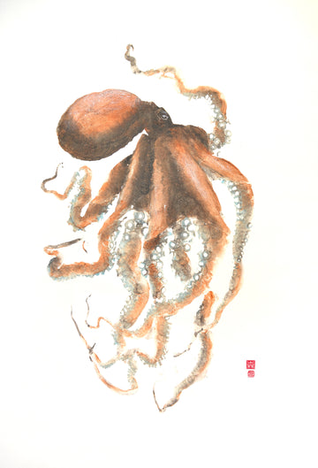 Gyoaku de poulpe, pieuvre, octopus kraken, giotaku, fishprint, art japonais, estampes 