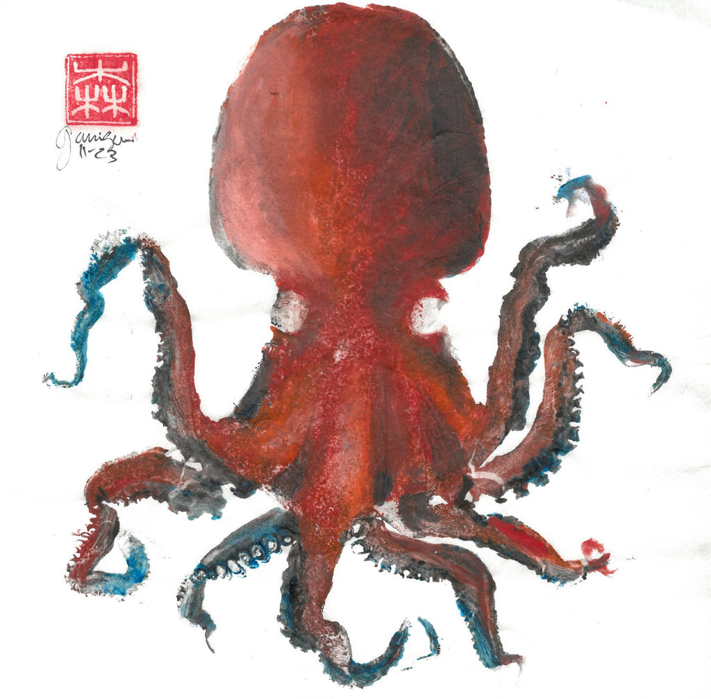 Gyoaku de  poulpe pieuvre, kraken, octopus  giotaku, fishprint, art japonais, estampes 